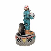 Flambro Emmett Kelley "With a Little Bit of Luck" Music Box, Clown Figurine, Racing Theme, 7 Inches, Collectible Music Box, Working Music