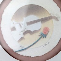 Vintage Wess "Piano and Violin" Framed Art, Airbrush Painting, Music Lover Gift, Unique Wall Decor, Signed & Numbered Art