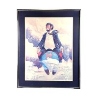 Vintage Robert Owen Clown Print, "Top of the World" Art, Whimsical Wall Decor, Gift for Art Collectors, Framed Clown Artwork