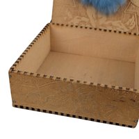 Vintage Pryography Box with Furry Face, Wooden Box, Unique Storage, Handmade Box, Decorative Box, Small Box, Whimsical Decor