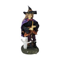 Vintage 13" Fabric Mache Scarecrow and Witch Figurines | Halloween Decor | Fall Decor | Collectible Figurines