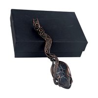 Handmade Septarian Pendant, Copper Wire Wrapped Gemstone Jewelry, Unique Gift for Women, Oxidized Copper Pendant, Black and Tan Septarian