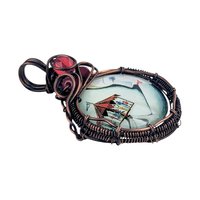 Copper Wire Wrapped Necklace with Female and Carousel Design | Unique Artisan Jewelry | Handmade Statement Piece | Whimsical Fashion
