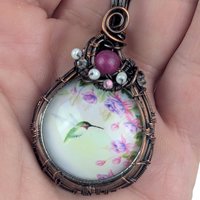Handmade Copper Wire Wrapped Hummingbird Pendant | Unique Artisan Jewelry | Nature-Inspired Necklace | Bohemian Style Gift for Bird Lovers