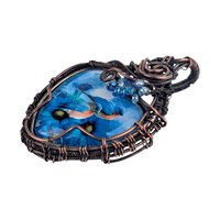 Handmade Copper Wire Wrapped Pendant with Blue Birds | Unique Artisan Jewelry | Nature-Inspired Necklace | Gift for Bird Lovers
