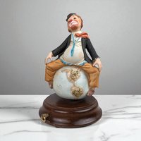 Vintage Albert Price Sad Clown Around the World Music Box, Porcelain Clown Figurine, Collectible Clown, Musical Figurine