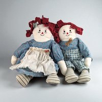 Vintage Raggedy Ann and Andy Dolls, Handmade Rag Dolls, 15 Inch Raggedy Ann, 15 Inch Raggedy Andy, Collectible Dolls, Gift for Collector