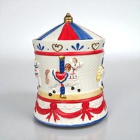 Vintage Carousel Musical Cookie Jar | Ceramic | Plays "It's a Small World"