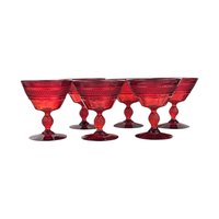 Set of 6 Vintage Viking Glass Mt. Vernon Pineapple Stem Ruby Red Sherbet Glasses | Elegant Glassware | Dessert Glasses | Collectible Glass