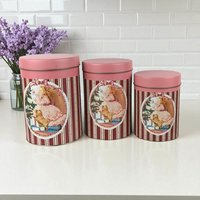 Vintage Christmas Nesting Tins: House of Lloyd Dog & Girl Design, Set of 3
