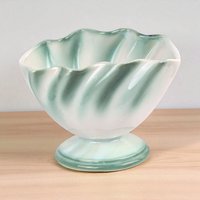 Vintage Regal Ceramic Planter, Green & White Clam Shell Vase, 5" Planter, Unique Home Decor, Gift for Plant Lovers