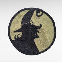 Vintage Beaded Witch Silhouette Placemat - Halloween Table Decor - Spooky Wall Hanging Centerpiece