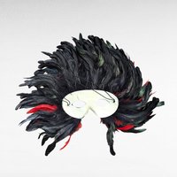 Vintage Feather Mardi Gras Mask, Black and Red Masquerade Ball Mask, Carnival Costume, New Orleans Style Wall Art, Halloween Party