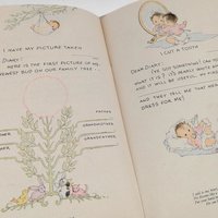 Vintage Baby Diary Memory Book, Mid Century Jeweler Advertisement, Softcover Keepsake Journal, 1930s Baby Shower Gift, Nursery Ephemera