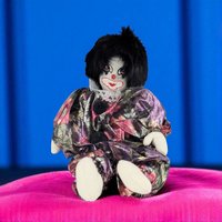 Vintage Soft Clown Doll, 6 Inch Height, Fabric Clown with Black Hair, Collectible Clown, Vintage Toy, Decorative Clown