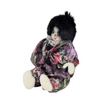 Vintage Soft Clown Doll, 6 Inch Height, Fabric Clown with Black Hair, Collectible Clown, Vintage Toy, Decorative Clown
