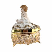 Vintage Cherub Trinket Box, Metal and Resin, Decorative Box, Jewelry Box, Gift for Her