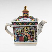 Sadler Christmas Carol Teapot, Vintage English Porcelain, Dickensian Carolers Holiday Tableware, Collectible Christmas in London Tea Pot