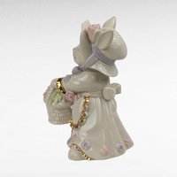 Lenox Easter Blossoms Rabbit Figurine, Vintage 2003 Bunny with Basket, Ivory Porcelain Spring Decor, Collectible Easter Bunny with Gold Trim
