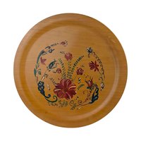 Pair of Vintage Handpainted Wooden Plates, Floral Design, Signed Wall Decor, Rustic Kitchen Display