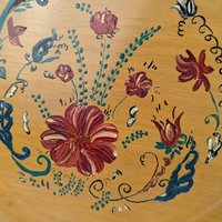Pair of Vintage Handpainted Wooden Plates, Floral Design, Signed Wall Decor, Rustic Kitchen Display