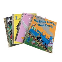 Set of 4 Vintage Little Golden Books, Disney Lady, Hansel & Gretel, Mother Goose, The Little Engine That Could, Children's Story Collection