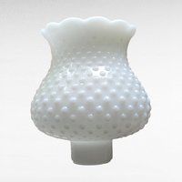 Vintage Milk Glass Hobnail Lamp Shade: Ruffled Globe