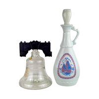 Vintage Decanter Set, 1963 Jim Beam Sailing Ship Decanter, Liberty Bell Decanter, Collectible Decanters, Barware, Home Decor, Gift for Him