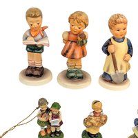 Vintage Hummel Figurine Set, 8 Piece Collection, Miniatures, "We Congratulate" Tin, Gift for Collector, Hummel Lovers
