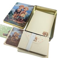 Vintage Hummel Figurine Set, 8 Piece Collection, Miniatures, "We Congratulate" Tin, Gift for Collector, Hummel Lovers