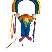 Vintage 1984 Dakin Plush Clown Rainbow Wall Hanging | Nursery Decor | Children's Room Decor | 80s Toy | Clown Collectible