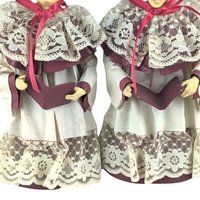 Vintage Caroler Figure Pair, Christmas Choir Singers, Holiday Decor, Small Tree Toppers, 10 inches Tall, Retro Christmas Decorations