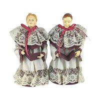 Vintage Caroler Figure Pair, Christmas Choir Singers, Holiday Decor, Small Tree Toppers, 10 inches Tall, Retro Christmas Decorations