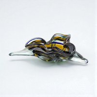 Vintage Art Glass Bowl, Unique Tri-Corner Design, Hand Made Glass, Decorative Centerpiece, Gift for Art Glass Collectors, Heavy Glass Bowl