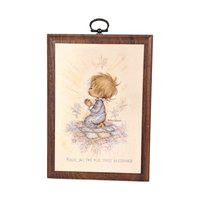 1971 Betsey Clark "Blessings" & "Flowers" Wooden Plaques, Vintage Children's Art, Inspirational Wall Decor, Gift Set