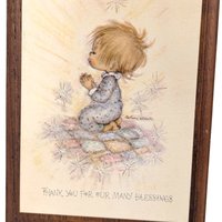 1971 Betsey Clark "Blessings" & "Flowers" Wooden Plaques, Vintage Children's Art, Inspirational Wall Decor, Gift Set