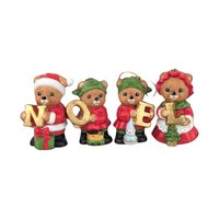 Vintage Homco Ceramic Noel Bears 5720, Christmas Bear Ornaments, Set of 4, Holiday Decorations, Collectible Figurines