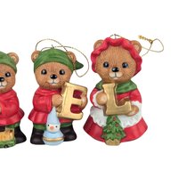 Vintage Homco Ceramic Noel Bears 5720, Christmas Bear Ornaments, Set of 4, Holiday Decorations, Collectible Figurines