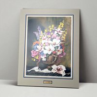 Leanne Hanson Floral Print, 1998 Limited Edition "Les Fleurs Classiques I", Unframed, Matted, Botanical Art, Flower Arrangement Decor