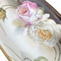 Vintage Suhl Germany Porcelain Tray: Hand-Painted Rose Design, 12" Oval Serving Dish