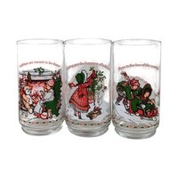 Vintage 1982 Coca Cola Holly Hobbie Christmas Glasses - Set of 3