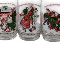 Vintage 1982 Coca Cola Holly Hobbie Christmas Glasses - Set of 3