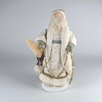 Vintage White Santa with Lambs Figure, 16.5" Cream Santa Claus Figurine, Holiday Decor, Christmas Gift, Mantel Display, Vintage Christmas