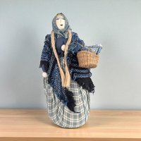 Gretchen Lima Folk Art Doll: Signed Vintage Textile Doll, 1989