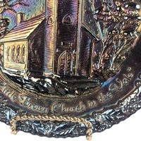 1970 Fenton Glass Christmas Plate: Little Brown Church Winter Scene
