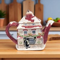 1997 Fitz and Floyd Dickens Ceramic Teapot, Christmas Carol House with Tiny Tim, Holiday Tea Service, Decorative Collectible Teapot