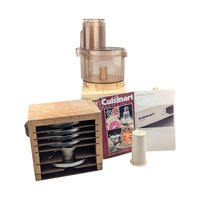 Vintage Cuisinart DLC 100 Food Processor Set: Wood Blade Caddy/ Manual