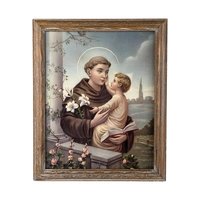 Vintage Framed Saint Anthony of Padua Print: Catholic Religious Art