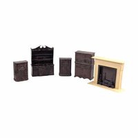 Vintage Dollhouse Furniture Set, 1:16 Scale Renwal & Ideal, Colonial Hutch, Fireplace, Dresser, Radios, 1950s Miniature Lot