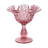 Vintage Fenton Cranberry Thumbprint Ruffled Candy Dish, Glass Compote, Pedestal Dish, Collectible Glassware, Home Decor, Centerpiece